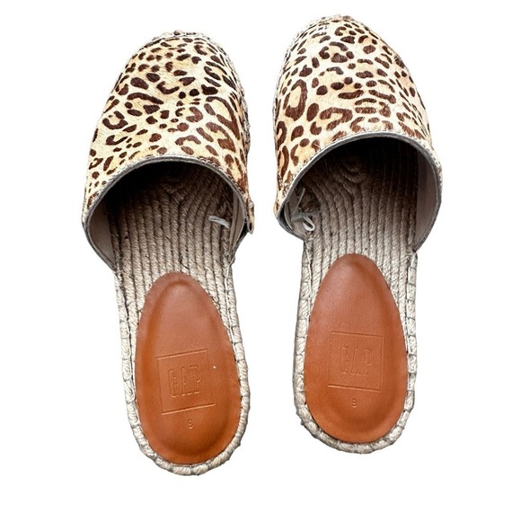Gap Leopard Print Espadrille Mule Slide-On Flats Size 9 - Picture 7 of 12